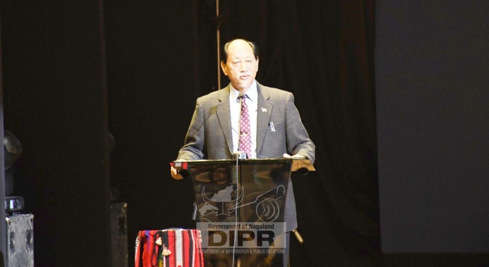 Nagaland Chief Minister Neiphiu welcoming the delegates for the G20 business meet in Kohima on April 4. (DIPR Photo)